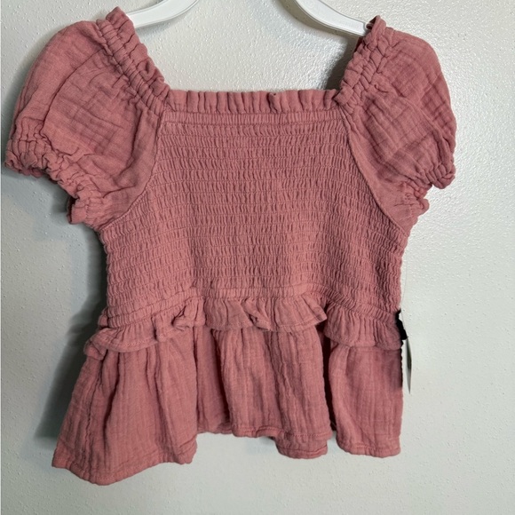 Okie Dokie Pink Smocked Peplum Blouse - Picture 1 of 1